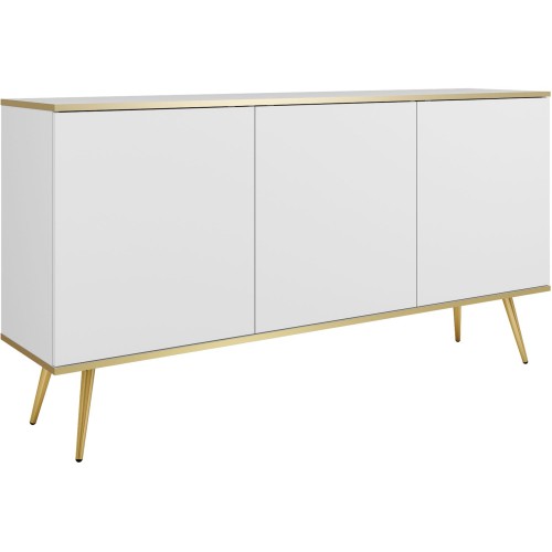 Μπουφές Oro λευκό με χρυσά πόδια 160x85x39cm
