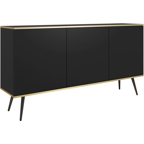 Μπουφές Oro Ανθρακί με μαύρα πόδια 160x85x39cm