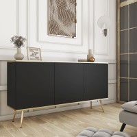 Μπουφές Oro Ανθρακί + χρυσό 160x85x39cm