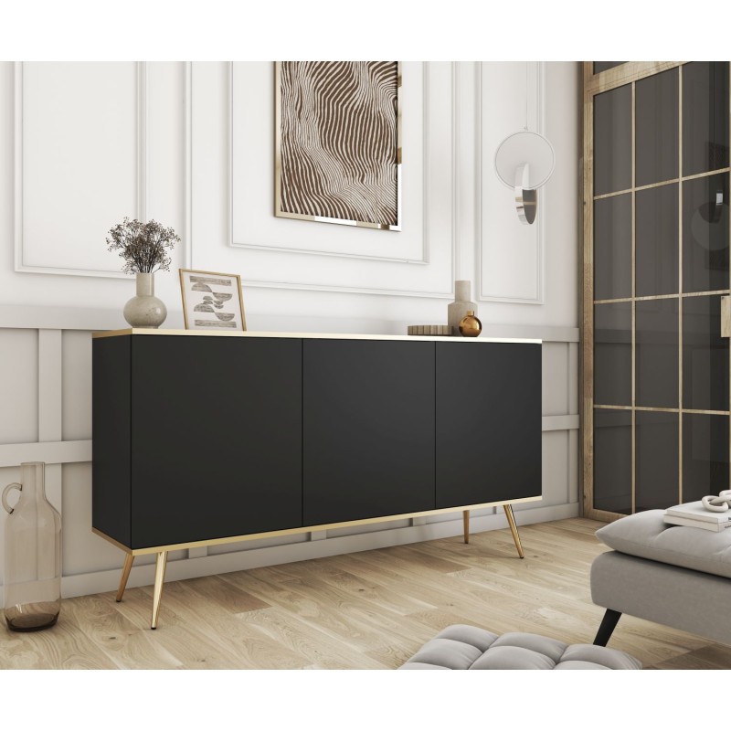 Μπουφές Oro Ανθρακί + χρυσό 160x85x39cm