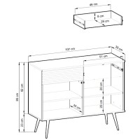 Μπουφές Oro MDF Ανθρακί με μαύρα πόδια  107x85x39cm