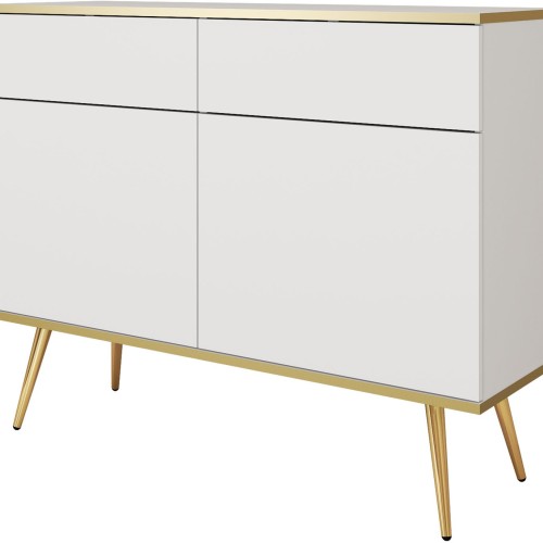 Μπουφές Oro λευκό με χρυσά πόδια  107x85x39cm