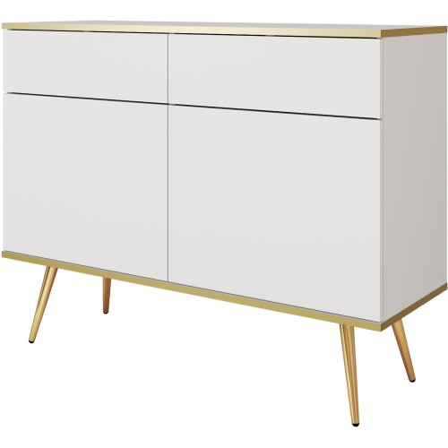 Μπουφές Oro λευκό με χρυσά πόδια  107x85x39cm