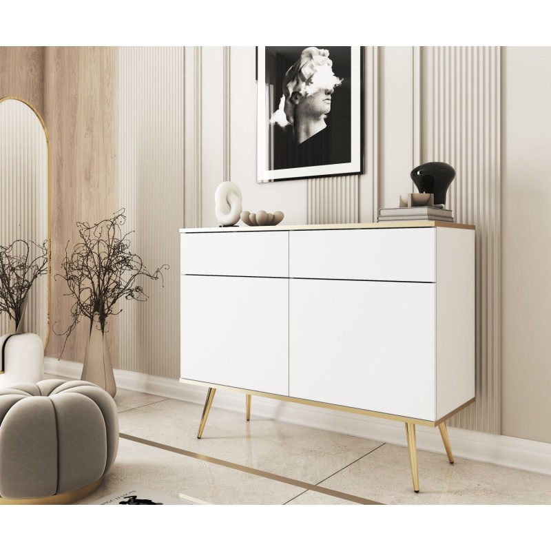 Μπουφές Oro λευκό με χρυσό 107x85x39cm
