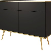 Μπουφές Oro Ανθρακί με χρυσό 107x85x39cm