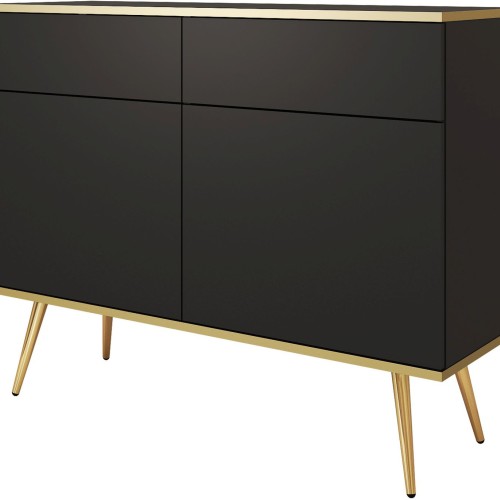 Μπουφές Oro Ανθρακί με χρυσά πόδια 107x85x39cm