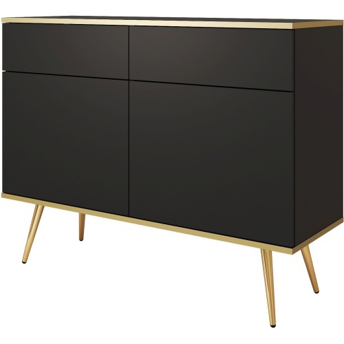 Μπουφές Oro Ανθρακί με χρυσά πόδια 107x85x39cm
