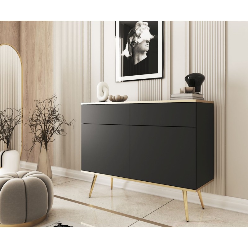 Μπουφές Oro Ανθρακί με χρυσό 107x85x39cm