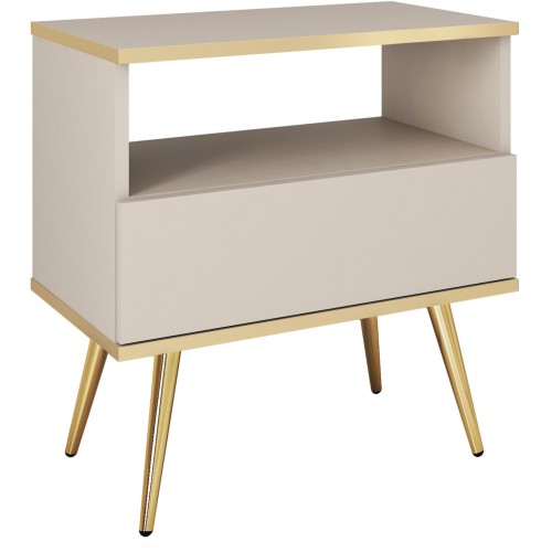 Κομοδίνο Oro μπέζ με χρυσό 59x54x39cm