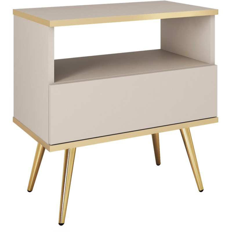 Κομοδίνο Oro μπέζ με χρυσό 59x54x39cm