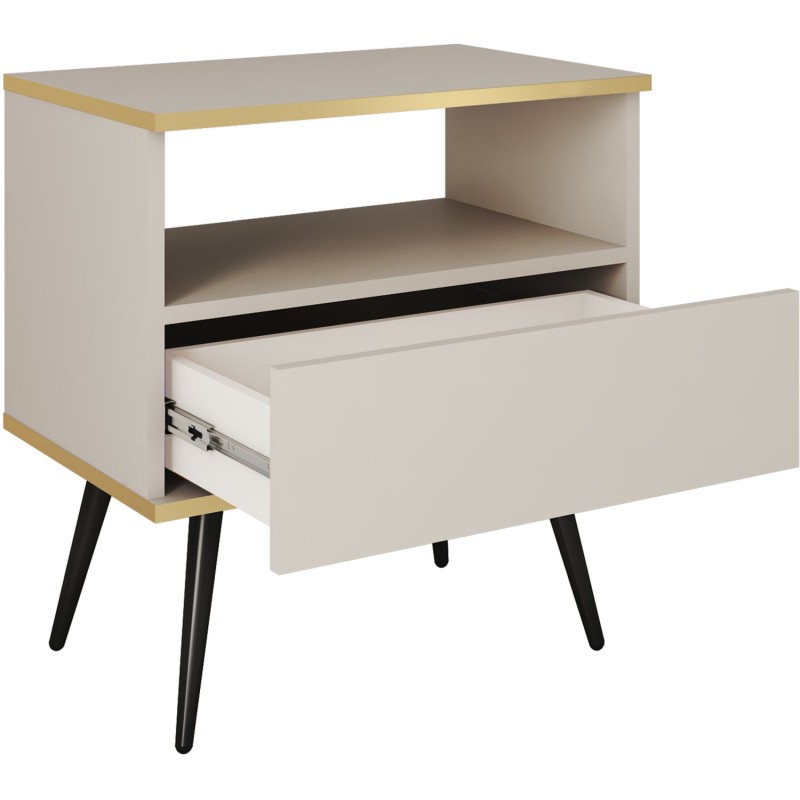 Κομοδίνο Oro μπέζ με χρυσό 59x54x39cm