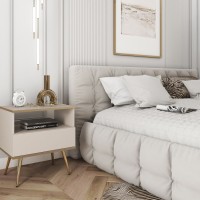 Κομοδίνο Oro μπέζ με χρυσό 59x54x39cm