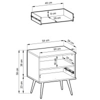 Κομοδίνο Oro μπέζ με χρυσό 59x54x39cm