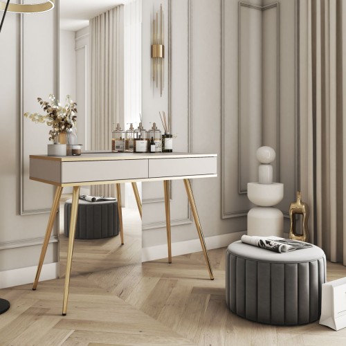Κονσόλα Oro μπέζ με χρυσά πόδια 102x80x50cm