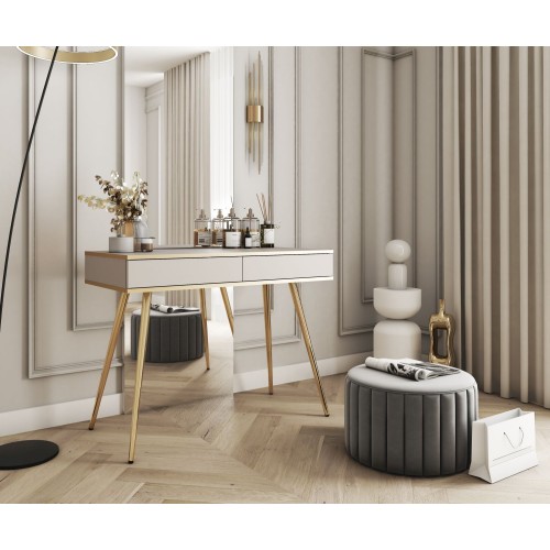 Κονσόλα Oro μπέζ με χρυσά πόδια 102x80x50cm