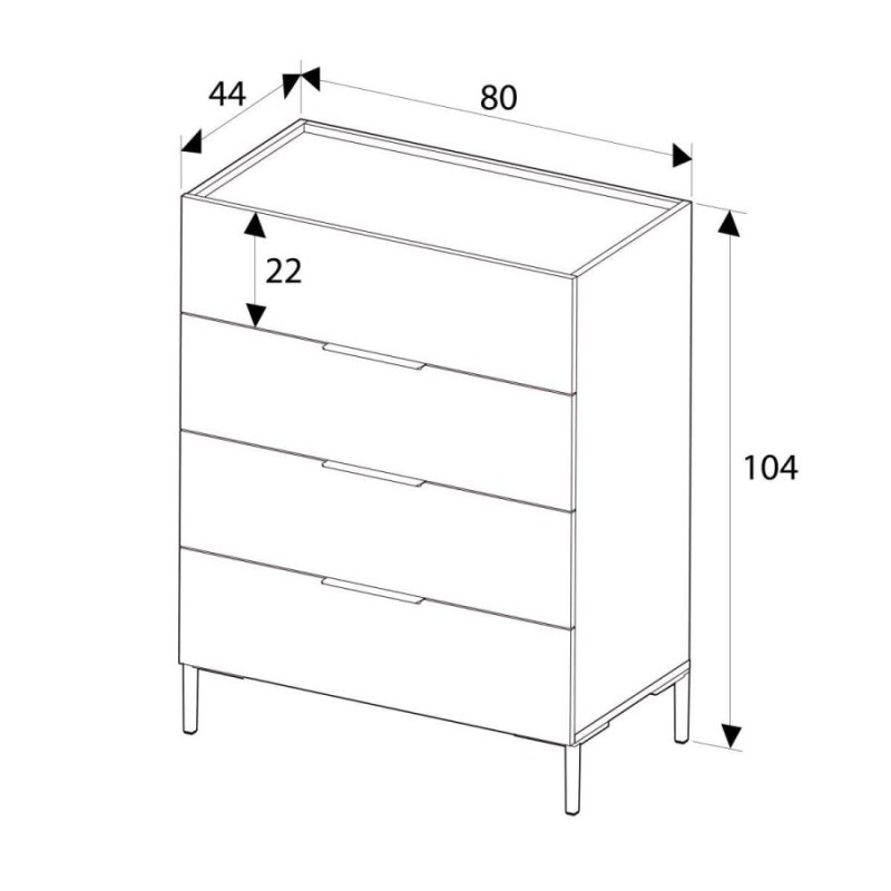 Συρταριέρα Oryana 1740 Λευκή 80x104x44cm