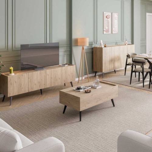 Τραπεζάκι SHP-701-FF Luna με συρτάρι Φυσικό Florida oak 103x44x60cm