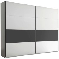 Ντουλάπα Συρόμενη Ontario Lava Λευκή +Μαύρο 300x225x64cm