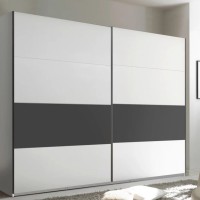 Ντουλάπα Συρόμενη Ontario Lava Λευκή +Μαύρο 300x225x64cm
