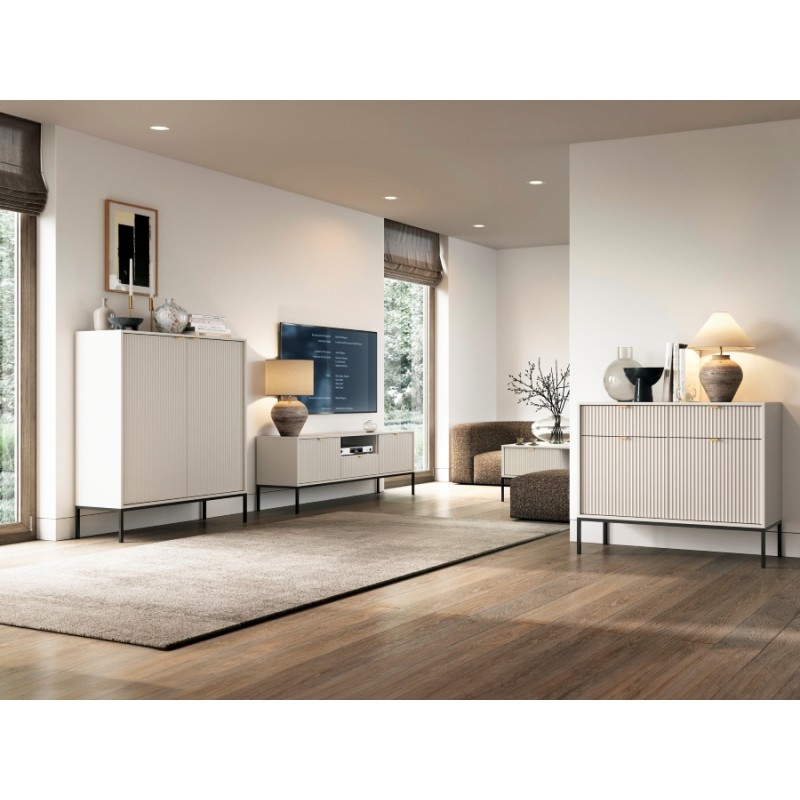 Έπιπλο τηλεόρασης Nova Λευκό Kazmir + Ανθρακί 154x56x39cm