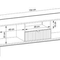 Έπιπλο τηλεόρασης Nova Λευκό Kazmir + Ανθρακί 154x56x39cm