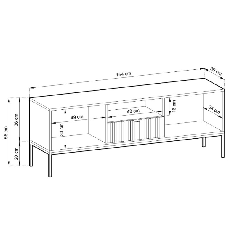 Έπιπλο τηλεόρασης Nova Λευκό Kazmir + Ανθρακί 154x56x39cm