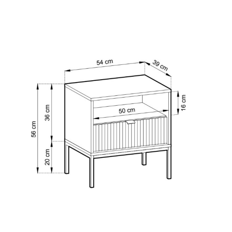 Κομοδίνο Nova Πράσινο + Ανθρακί βάση+πόμολο 54x56x39cm