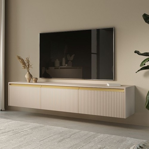 Έπιπλο τηλεόρασης Royal επιτοίχιο Μπεζ 181x36x39cm