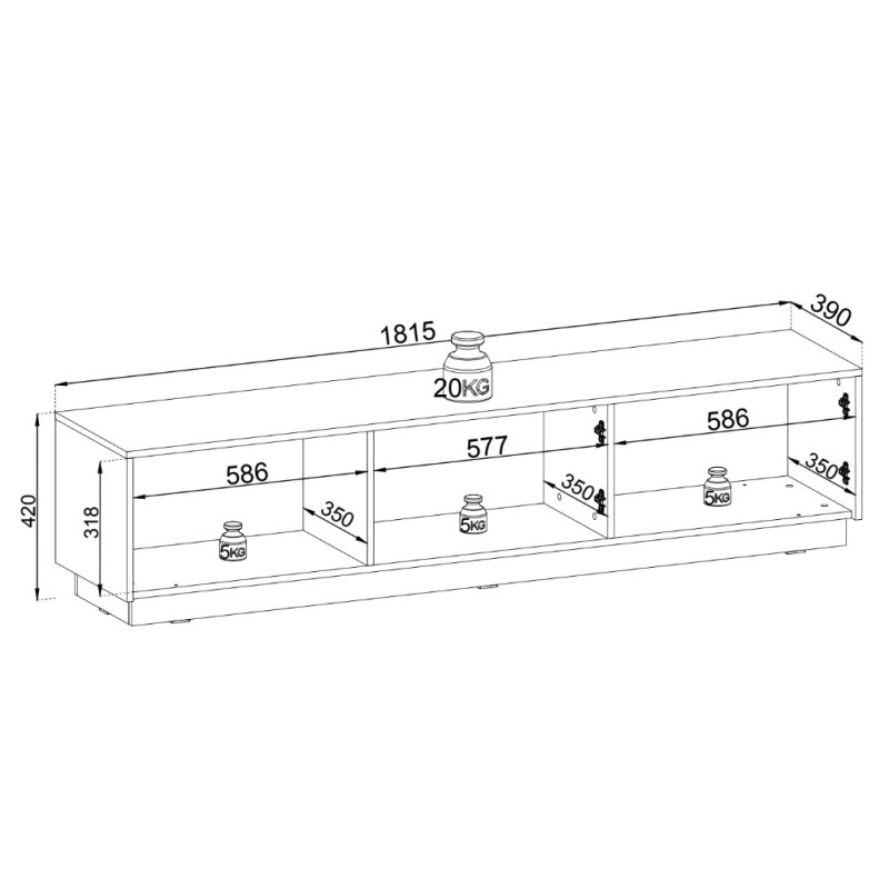 Κρεμαστό Έπιπλο τηλεόρασης Royal Ανθρακί 181x36x39cm