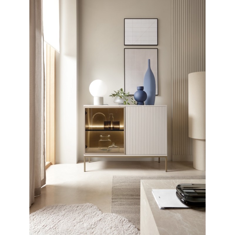 Μπουφές με βιτρίνα Sento Λευκό Kazmir 104x83x39 cm