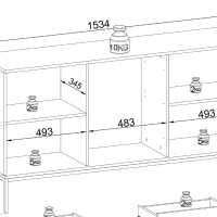 Μπουφές Sento με βιτρίνα και συρτάρια Λευκό Kazmir 154x83x39cm