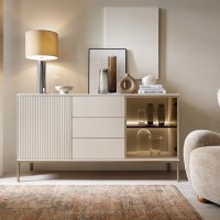 Μπουφές Sento με βιτρίνα και συρτάρια Λευκό Kazmir 154x83x39cm