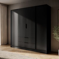 Ντουλάπα Kelly Ανθρακί 206x200x51cm
