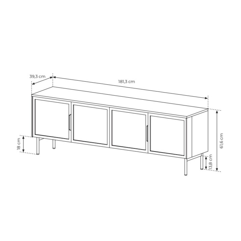 Έπιπλο τηλεόρασης Lumi Λευκό Kazmir 181x62x39cm