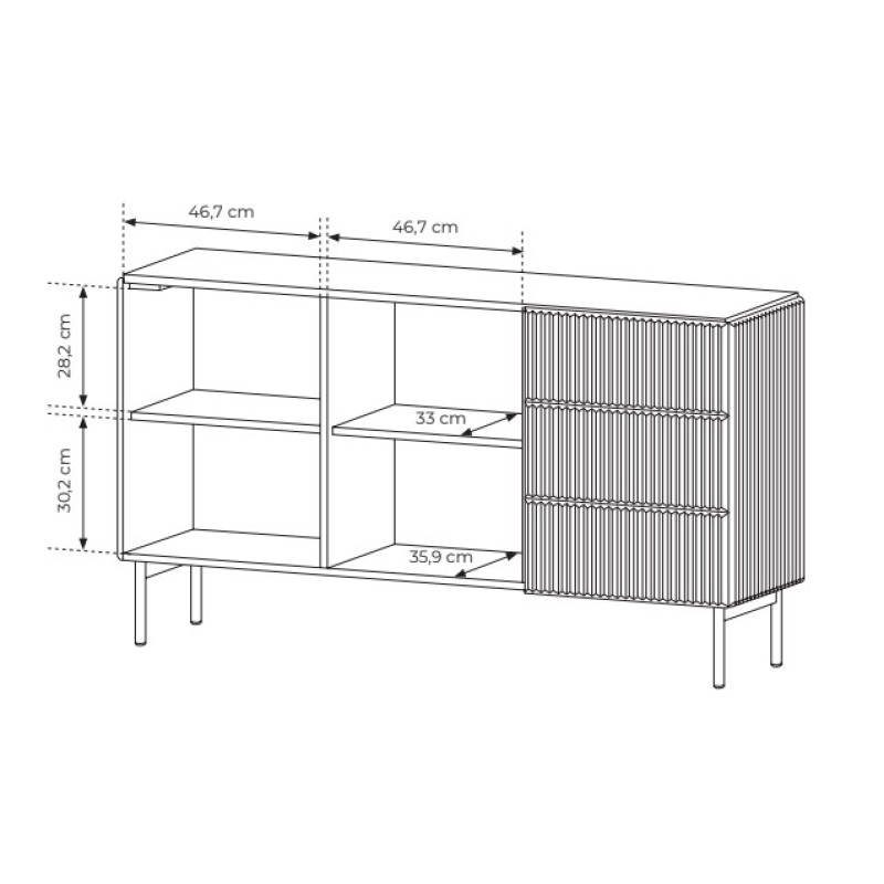 Μπουφές Muti με συρτάρια Λευκό Kazmir 147x81x40cm