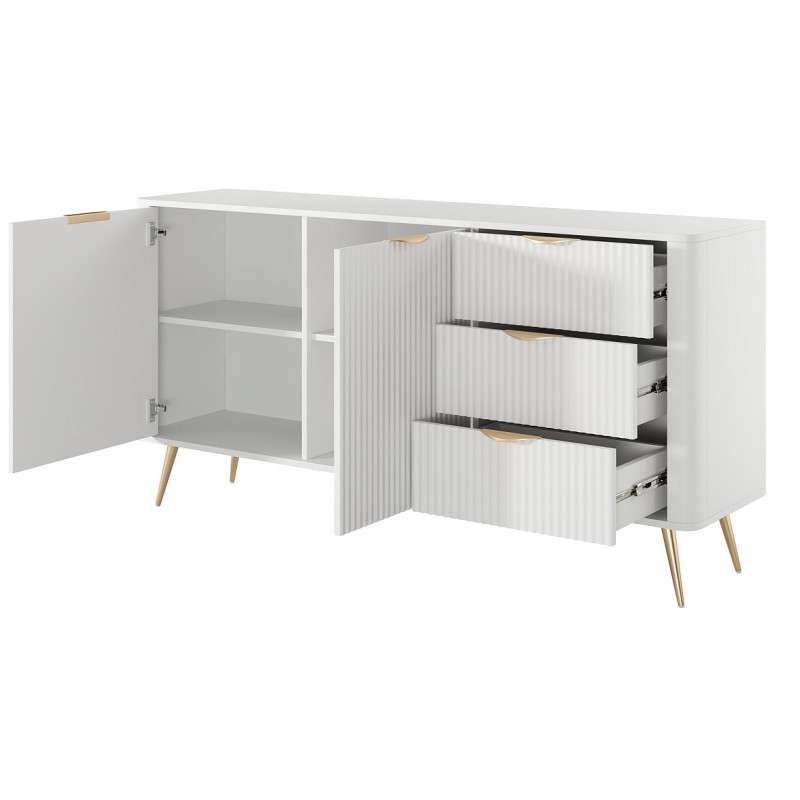 Μπουφές με συρτάρια Lante λευκός 163x81x38cm