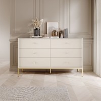 Συρταριέρα Mono χρώμα Μπεζ + χρυσό με 6 συρτάρια 154x91x39cm