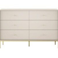 Συρταριέρα Mono χρώμα Μπεζ + χρυσό με 6 συρτάρια 154x91x39cm