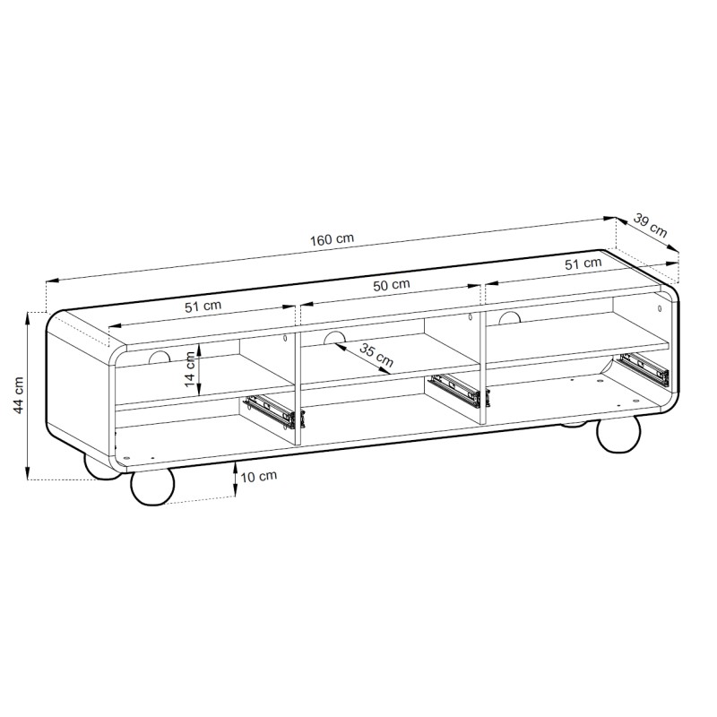 Έπιπλο τηλεόρασης ALBION με συρτάρια Λευκό Kazmir 160x44x39cm