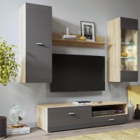 Σύνθεση τοίχου CLIF φυσικό Sanremo+ ματ Γραφίτης 180x195x45cm (ΜxYxB)