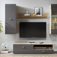 Σύνθεση τοίχου CLIF φυσικό Sanremo+ ματ Γραφίτης 180x195x45cm (ΜxYxB)