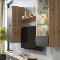 Σύνθεση τοίχου CLIF φυσικό Sanremo+ ματ Γραφίτης 180x195x45cm (ΜxYxB)