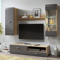 Σύνθεση τοίχου CLIF φυσικό Sanremo+ ματ Γραφίτης 180x195x45cm (ΜxYxB)