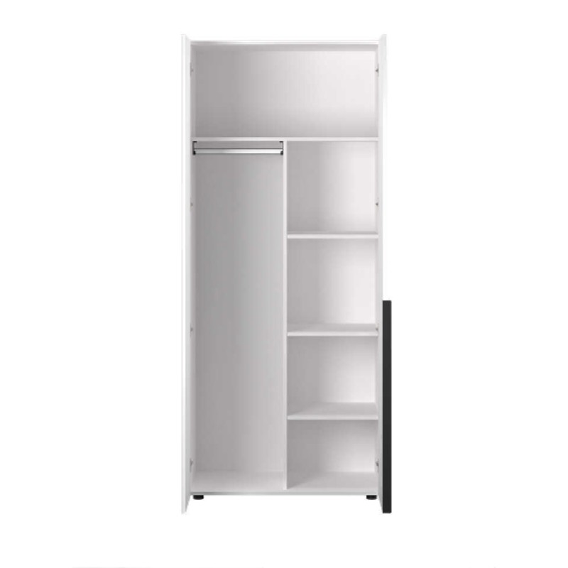 Ντουλάπα GRD-1726-DD Oryana Δίφυλλη Λευκή με 5 ράφια και 1 κρεμάστρα 90x210x62cm