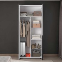 Ντουλάπα GRD-1726-DD Oryana Δίφυλλη Λευκή με 5 ράφια και 1 κρεμάστρα 90x210x62cm