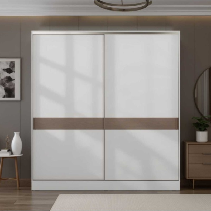 Ντουλάπα SWD-1827-VZ Milano συρόμενη λευκό Mink 207x223x60cm (ΜxΥxΒ)