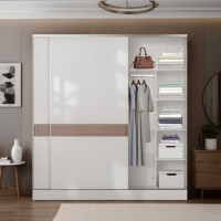 Ντουλάπα SWD-1827-VZ Milano συρόμενη λευκό Mink 207x223x60cm (ΜxΥxΒ)
