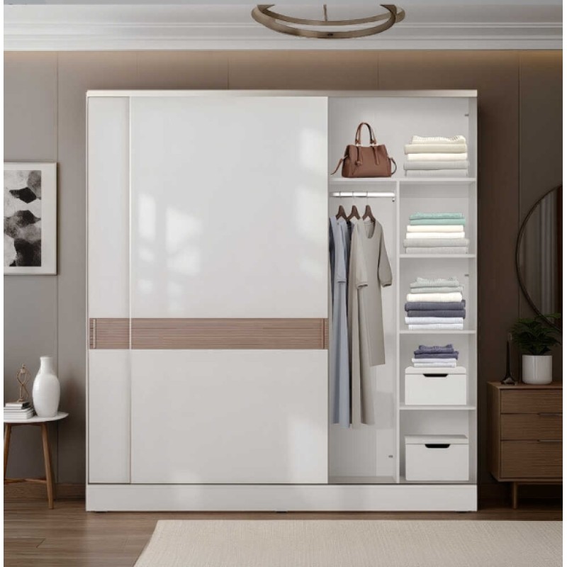Ντουλάπα SWD-1827-VZ Milano συρόμενη λευκό Mink 207x223x60cm (ΜxΥxΒ)