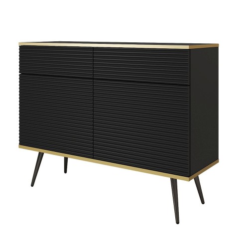 Μπουφές Oro MDF Ανθρακί με μαύρα πόδια  107x85x39cm