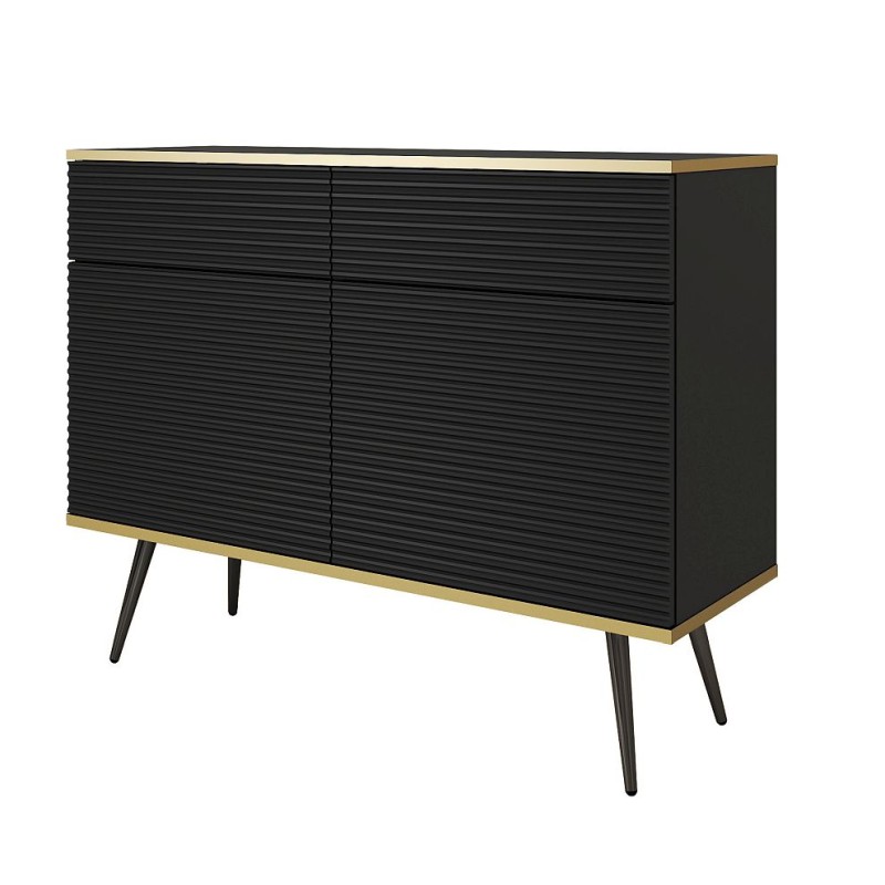Μπουφές Oro MDF Ανθρακί με μαύρα πόδια  107x85x39cm